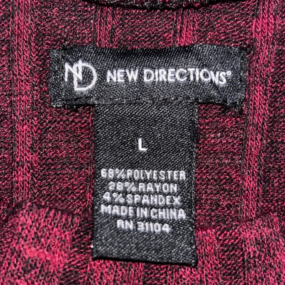 New Directions Ribbed Knit Tunic 3/4 Sleeve Mock Neck Flared Women's L (E8-HP) - Picture 5 of 7